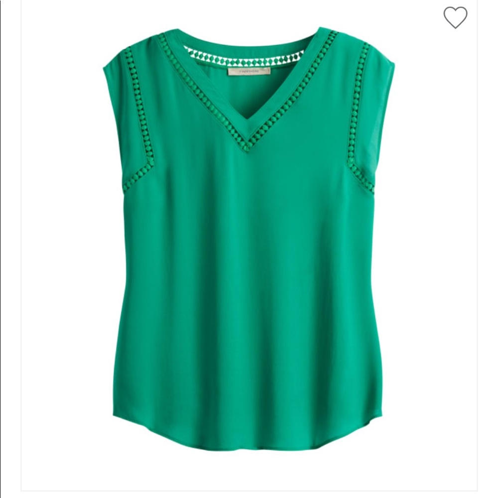 Green Crochet Detail Blouse